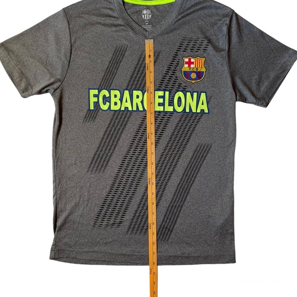 FC Barcelona Men’s Jersey Shirt Tee Grey with printed Badges - Size Small - Picture 4 of 5
